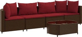 vidaXL 5 részes barna polyrattan kerti ülőgarnitúra párnával