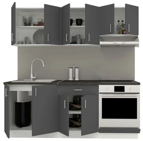 Benita konyhabútor szett V14, 200 cm - Antracit-Fehér