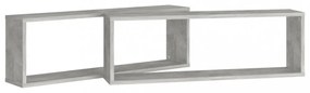 2 db betonszürke szerelt fa fali kockapolc 80 x 15 x 26,5 cm