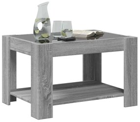 Szürke sonoma szerelt fa dohányzóasztal LED-del 73 x 53 x 45 cm