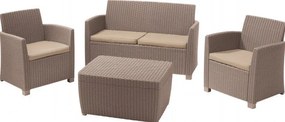 Allibert Kerti rattan bútor készlet CORONA + BOX Cappuccino