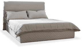 Bézs kárpitozott franciaágy tárolóhellyel ágyráccsal, 140x200 cm Sleepy Luna – Miuform