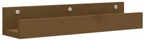 2 db mézbarna tömör fenyőfa fali polc 50 x 12 x 9 cm