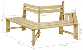 impregnált fenyőfa kerti pad 240 cm