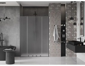 Mexen Velar Duo, tolózuhanyajtó nyitáshoz 160 cm, 8 mm-es matt üveg, polírozott grafit, 871-160-000-32-66
