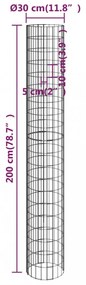 3 db kör alakú horganyzott acél gabion magaságyás Ø30 x 200 cm