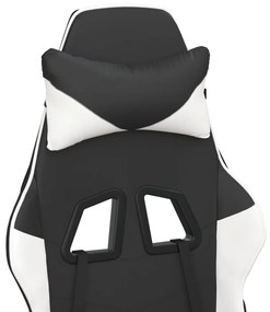 vidaXL Masszázsjátékszék fekete-fehér műbőr lábtartóval