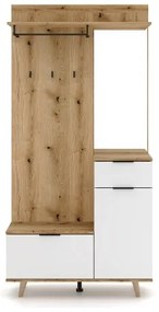 SVEN előszobafal tükörrel barna/fehér