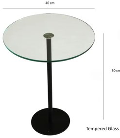 Kisasztal SOCIAL 50x40 cm fekete/átlátszó