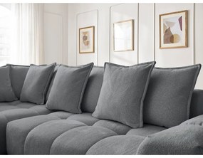 Sötétszürke zsenília kinyitható-tárolóhelyes sarokkanapé (bal oldali-L alakú) Everest – Bobochic Paris