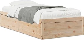 vidaXL tömör fenyőfa ágy matrac nélkül 100 x 200 cm