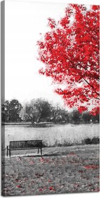 Vászonkép Szürke Piros levelek Kontraszt 40x80 cm