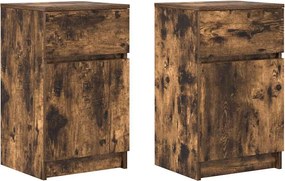 vidaXL 2 db füstös tölgy színű szerelt fa éjjeliszekrény 39x35x65 cm