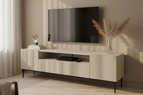 Nicole RTV szekrény 200 cm nyitott polccal és fiókokkal - kasmír / fekete lábak