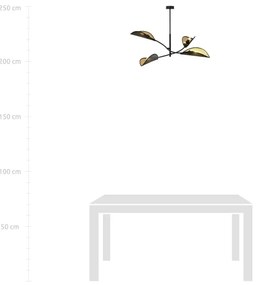 Csillár rúdon LOTUS 4xE14/10W/230V fekete/arany