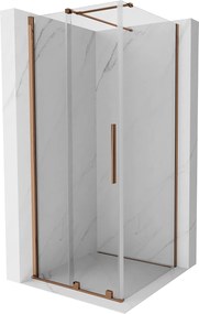 Mexen Velar, zuhanykabin tolóajtóval 120 (ajtó) x 120 (fal) cm, 8mm átlátszó üveg, rózsaszín arany, 871-120-120-01-60