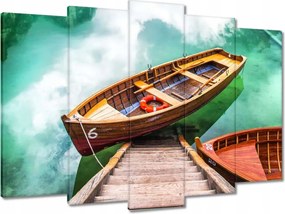 Vászonkép 70x50 Csónak a hegyi tavon