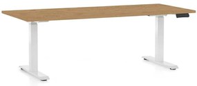OfficeTech C állítható magasságú asztal, 180 x 80 cm, fehér alap, köves tölgy