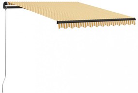 sárga és fehér kézzel kihúzható LED-es napellenző 300 x 250 cm