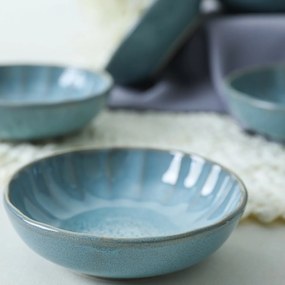 6 darab Laguna 12 cm-es kőagyag tál, türkiz