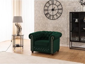 Zöld bársony chesterfield fotel York Blik – Ropez