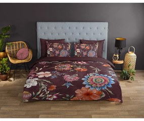 Borvörös egyszemélyes-hosszabbított pamut ágyneműhuzat 140x220 cm Madelief – Good Morning