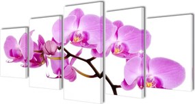 vidaXL Nyomtatott vászon falikép szett orchidea 200 x 100 cm