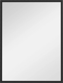 HOMCOM Téglalap alakú fali tükör akasztókkal, üveg és MDF, 60x80 cm, fekete | Aosom