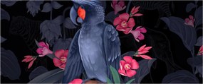 Kép - papagáj a virágok között (120x50 cm)