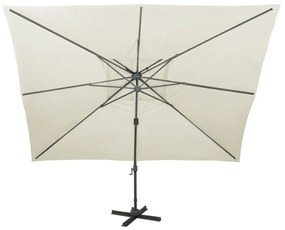 homokszínű dupla tetejű konzolos napernyő 400 x 300 cm