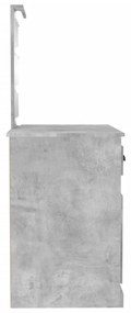 betonszürke szerelt fa pipereasztal LED-del 90 x 50 x 132,5 cm