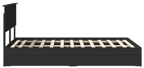 vidaXL Tárolós Ágy fejtámlával fiókkal Fekete 135 x 190 cm Faanyag