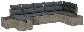 vidaXL Kerti Kanapé Szett párnával 7 pcs Szürke polirattan