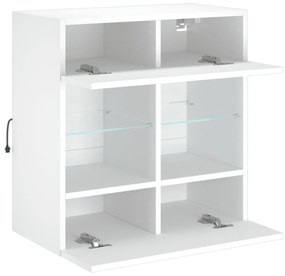 fehér falra szerelhető TV-szekrény LED-lámpákkal 58,5x30x60,5cm