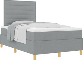 vidaXL Boxrugós ágy matracmal Világosszürke 120 x 190 cm szövet