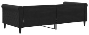 fekete bársony kanapéágy 90 x 200 cm