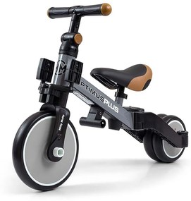 Gyerek háromkerekű bicikli 4az1-ben Milly Mally Optimus Plus tolókarral grey