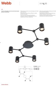 Redo 01-4048 - Spotlámpa WEBB 6xGU10/10W/230V fekete