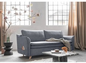 Szürke bársony kinyitható kanapé 225 cm Charming Charlie – Miuform