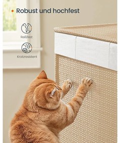 Szennyeskosár 2 rekesszel, 100 literes fedeles ruháskosár natúr bézs és matt fehér színben