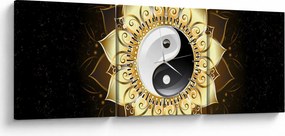 Kép - arany yin-yang (órával) (90x30 cm)
