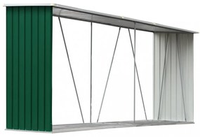 zöld horganyzott acél kerti tűzifatároló 330 x 84 x 152 cm