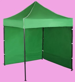 Gyorsan összecsukható sátor 2x2m – acél, Zöld, 2 oldalfal