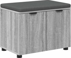 vidaXL Előtér pad Szürke Sonoma 60 x 38 x 46 cm Műanyag Fa és Szövet