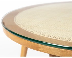 Natúr színű üveg kerek dohányzóasztal ø 70 cm Haru – White Label