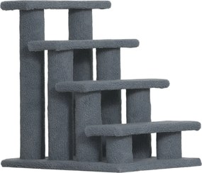 PawHut Pet Stairs - 4 lépcsős szürke macska- és kutyalépcső 63.5x43x60 cm | Aosom