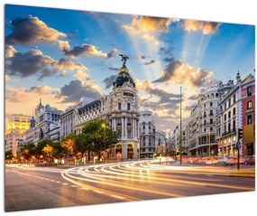 Kép - Calle Gran Vía, Madrid, Spanyolország (90x60 cm)