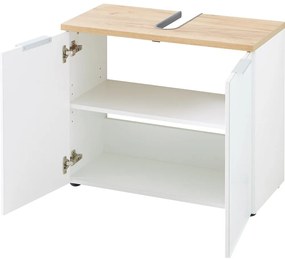Fehér mosdó alatti szekrény tölgyfa dekorral 70x58 cm Pescara – Germania