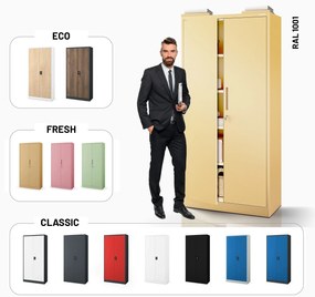 Nagyméretű polcos szekrény JAN H, 900 x 1950 x 400 mm, Fresh Style: bézs