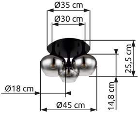 Globo 15548-3D - Felületre szerelhető csillár MAXY 3xE27/40W/230V fekete